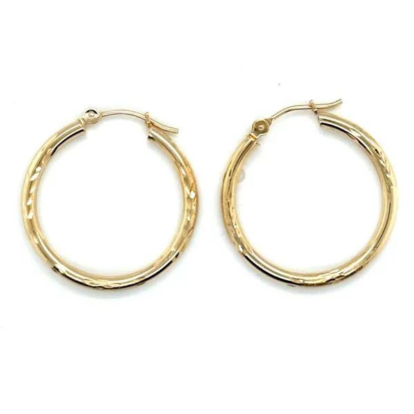 14K Yellow Gold Diamond-Cut Small Hoop Earrings Venus Jewelers Somerset, NJ