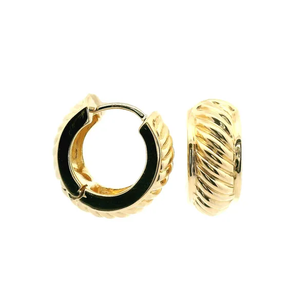 Lady's 14K Yellow Gold Textured Huggie Hoop Earrings Venus Jewelers Somerset, NJ