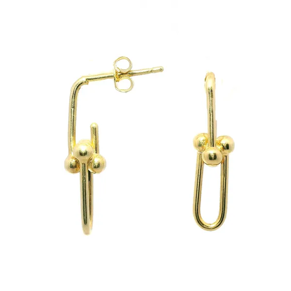 14K Yellow Gold Ball Paperclip Earrings Venus Jewelers Somerset, NJ