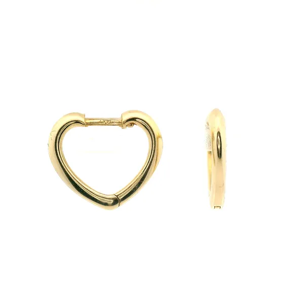 14K Yellow Gold Open Heart Huggie Earrings Venus Jewelers Somerset, NJ