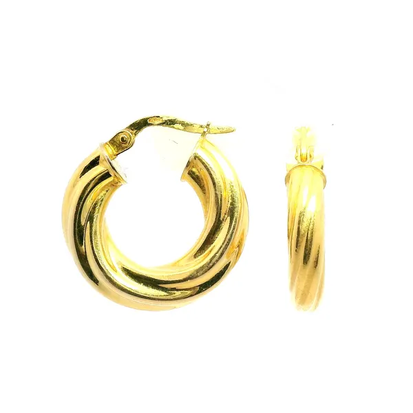 14K Yellow Gold Twisted Huggie Hoop Earrings Venus Jewelers Somerset, NJ