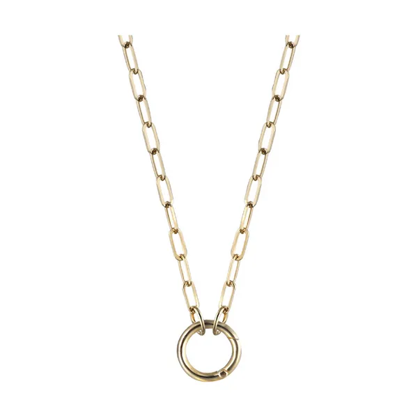 14K Yellow Gold Fancy Link Pendant Holder Chain Venus Jewelers Somerset, NJ