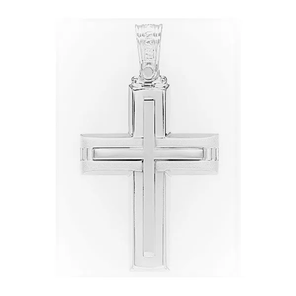 14kt White Gold Layered Polished Hand Assembled Cross Venus Jewelers Somerset, NJ