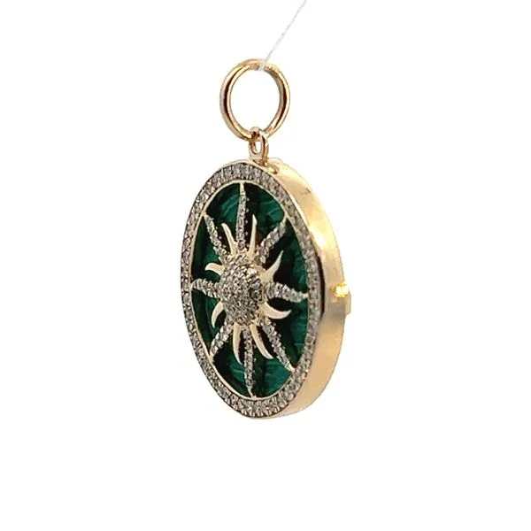 Yellow 14 Karat Malachite Sun Pendant Image 2 Venus Jewelers Somerset, NJ