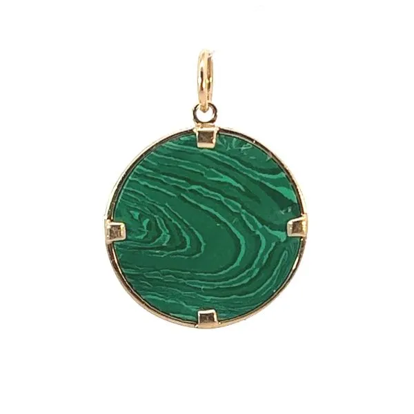Yellow 14 Karat Malachite Sun Pendant Image 3 Venus Jewelers Somerset, NJ