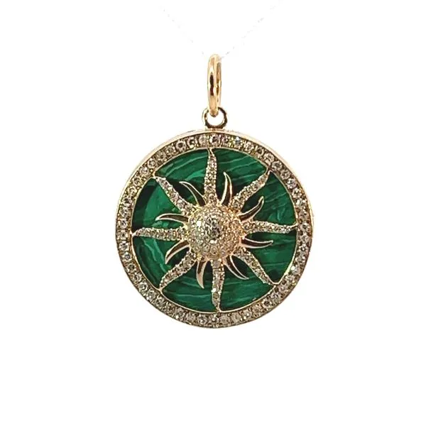Yellow 14 Karat Malachite Sun Pendant Venus Jewelers Somerset, NJ