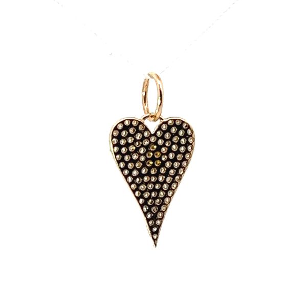 Contemporary Yellow 14 Karat Diamond Pavé Heart Pendant Image 3 Venus Jewelers Somerset, NJ