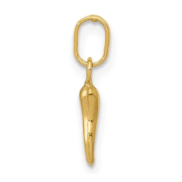 Mini Italian Horn Charm In 14k Yellow Gold Image 2 Venus Jewelers Somerset, NJ