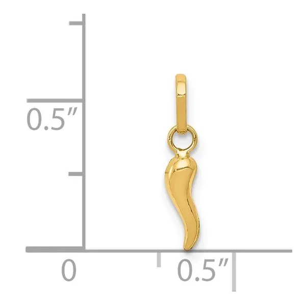 Mini Italian Horn Charm In 14k Yellow Gold Image 3 Venus Jewelers Somerset, NJ