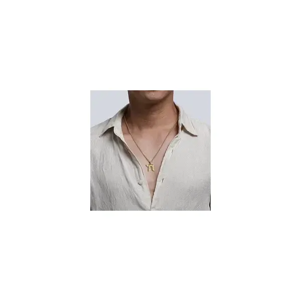 14K Yellow Gold Satin Chai Pendant on 22-Inch Chain Image 4 Venus Jewelers Somerset, NJ