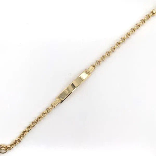 Yellow 14 Karat Rope Engravable Bar Bracelet Length 6 Venus Jewelers Somerset, NJ