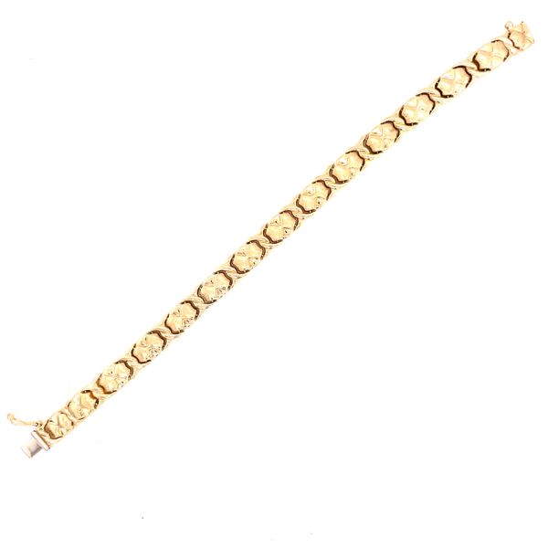 14 Karat Yellow Gold X and Heart Fancy Link Bracelet Venus Jewelers Somerset, NJ