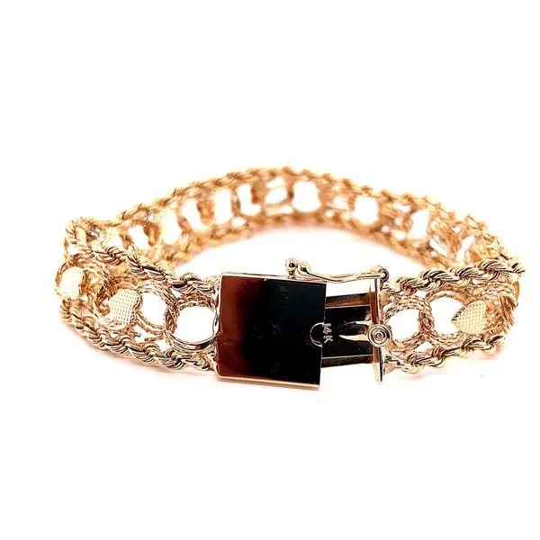 14K Yellow Gold braided Bracelet with Hearts Image 4 Venus Jewelers Somerset, NJ