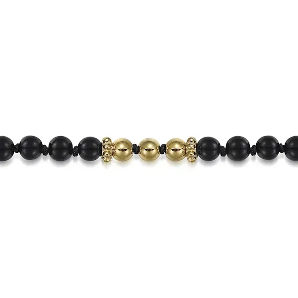 Yellow 14 Karat Onyx and Gold Bead Bracelet Image 2 Venus Jewelers Somerset, NJ