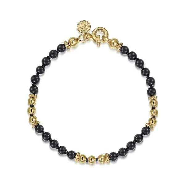 Yellow 14 Karat Onyx and Gold Bead Bracelet Venus Jewelers Somerset, NJ