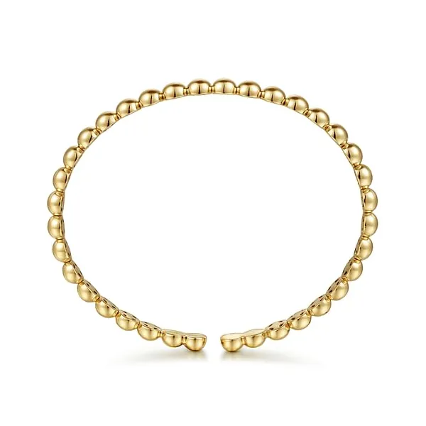 14K Yellow Gold Beaded Open Bangle Bracelet – 5.75