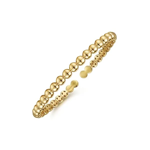 14K Yellow Gold Beaded Open Bangle Bracelet – 5.75