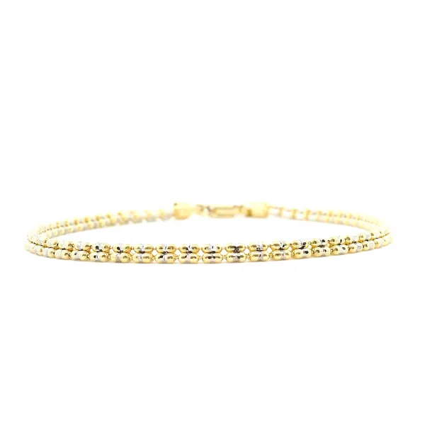 14K Yellow & White Gold Diamond-Cut Bracelet – 7
