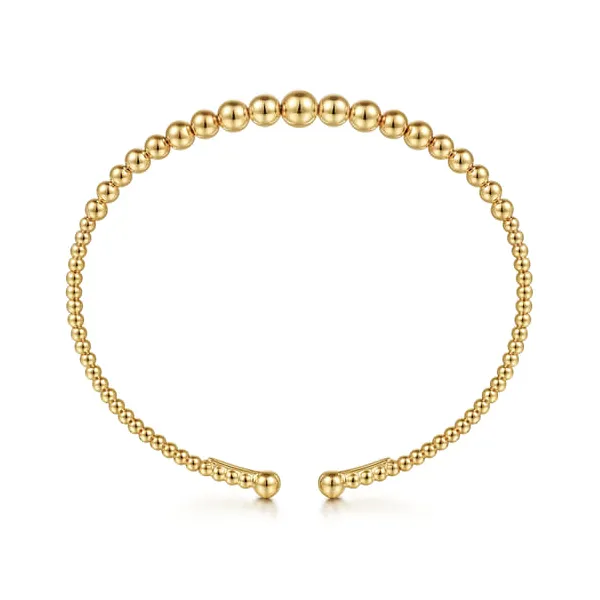 14K Yellow Gold Bead Bangle Cuff Bracelet Image 2 Venus Jewelers Somerset, NJ