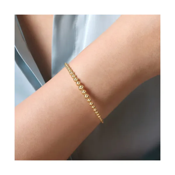 14K Yellow Gold Bead Bangle Cuff Bracelet Image 4 Venus Jewelers Somerset, NJ
