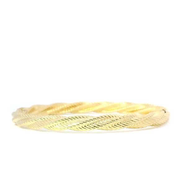 14K Yellow Gold Textured Twist Bangle Bracelet Venus Jewelers Somerset, NJ
