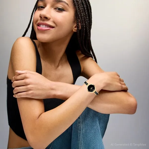 Movado Moda – Black Dial, Yellow PVD, Ceramic Bangle Image 4 Venus Jewelers Somerset, NJ