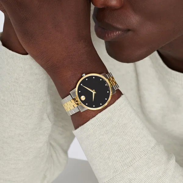 Lady’s Two-Tone Movado Museum Classic Watch – Stainless Steel Bracelet, Deployment Clasp Image 4 Venus Jewelers Somerset, NJ