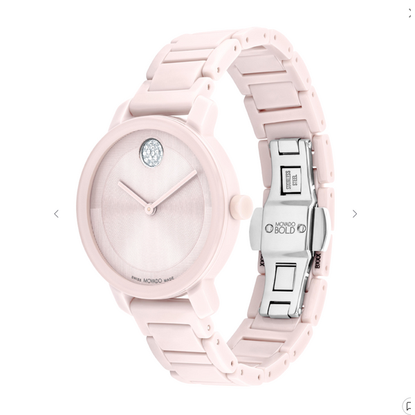 Movado Bold Evolution 2.0 Pink Ceramic Watch Image 3 Venus Jewelers Somerset, NJ