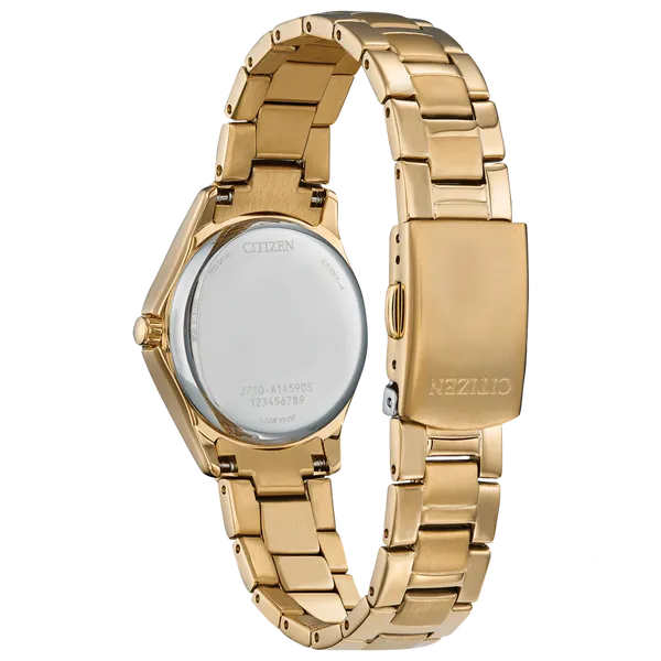 Citizen Ladies Gold-Tone Stainless Steel Dress Watch with Crystal Bezel Image 2 Venus Jewelers Somerset, NJ