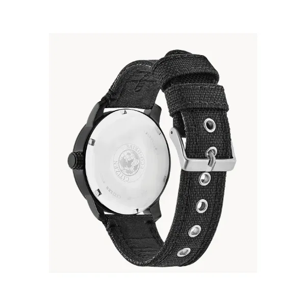 Black Stainless Steel Sport Watch – Military Design with Eco-Drive Image 3 Venus Jewelers Somerset, NJ