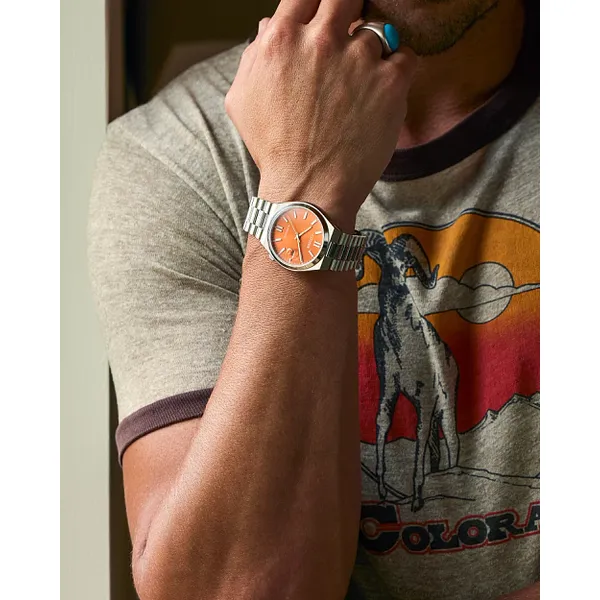 Citizen TSUYOSA Automatic NJ015 – Silver-Tone with Sunray Orange Dial Image 4 Venus Jewelers Somerset, NJ