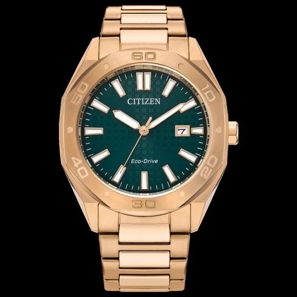 Citizen Eco-Drive Men's Green DIal Gold Tone Watch Venus Jewelers Somerset, NJ