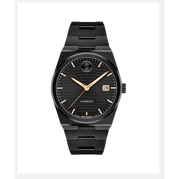 Movado BOLD Quest Black Dial Rose Gold-Tone Stainless Steel Men's Watch Venus Jewelers Somerset, NJ