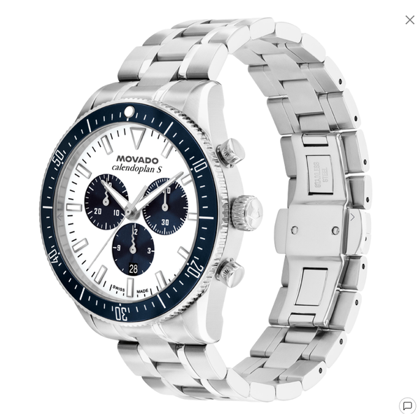 Movado Heritage Calendoplan S Chronograph Men's Stainless Steel Watch Image 2 Venus Jewelers Somerset, NJ