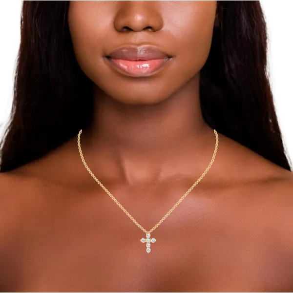 Yellow Sterling Silver Cross Necklace with Pave-Set Simulated Diamonds – Lafonn Image 2 Venus Jewelers Somerset, NJ