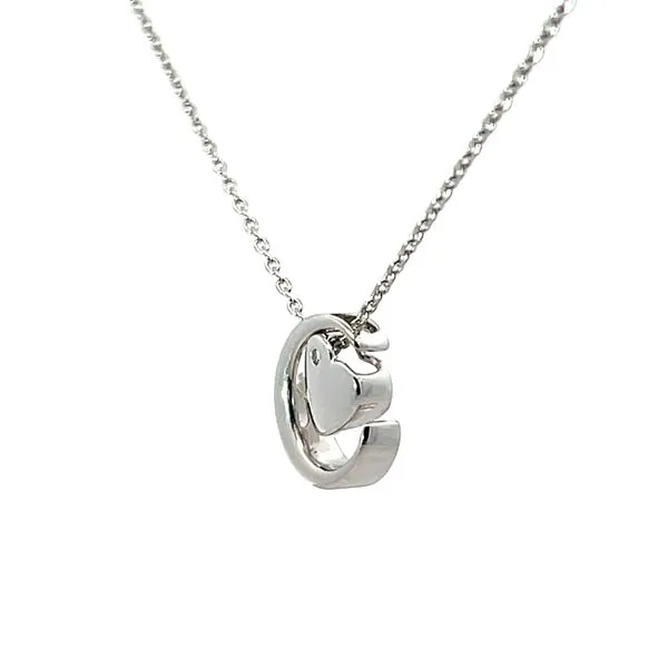 White Sterling Silver Moon & Heart Charm 