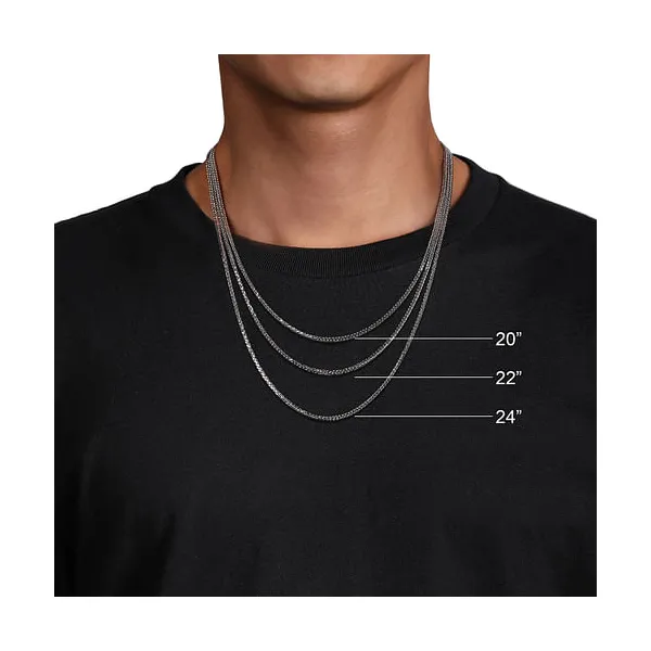 Men's White Sterling Silver Link Chain - 22 Inches Image 2 Venus Jewelers Somerset, NJ