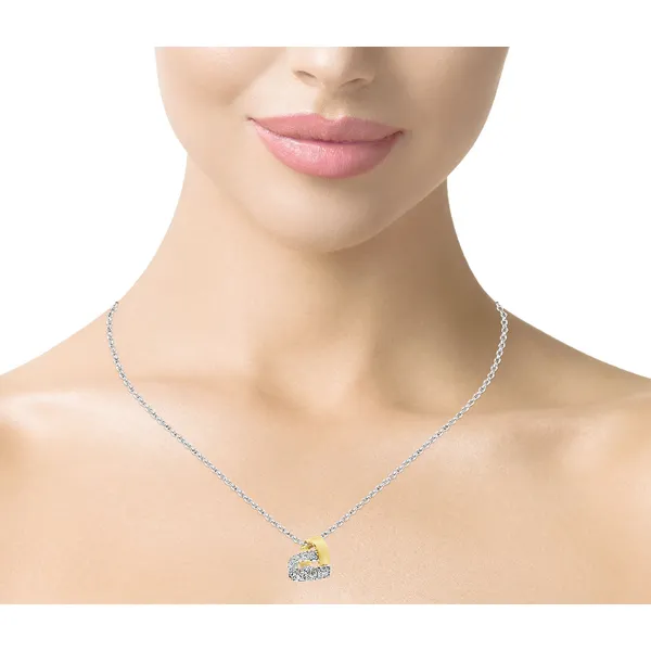 Two-Tone Cubic Zirconia Heart Necklace – Sterling Silver, 17