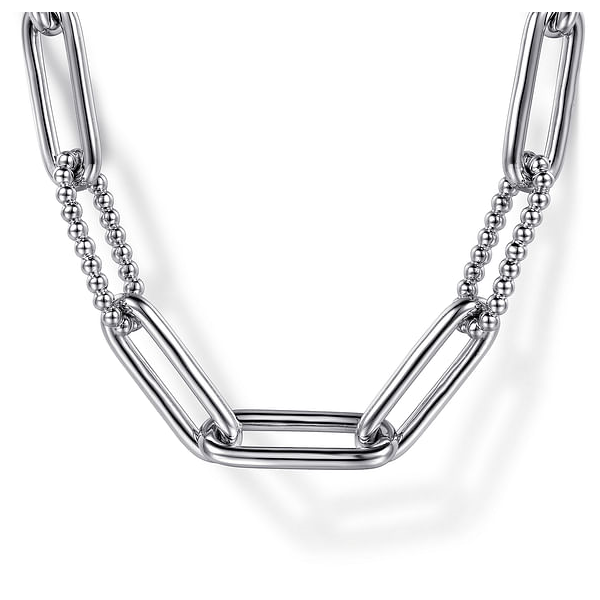 Sterling Silver Beaded Oval Link Chain Necklace Venus Jewelers Somerset, NJ