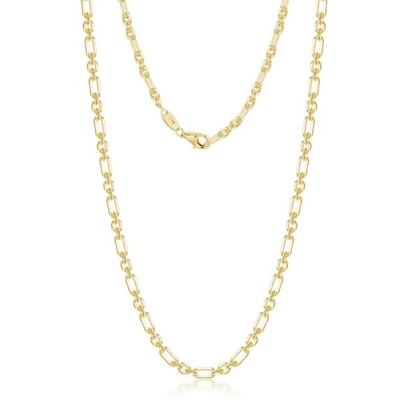 Yellow Gold Plated Sterling Silver Alternating Elongated And Round Curb Link Chain Venus Jewelers Somerset, NJ