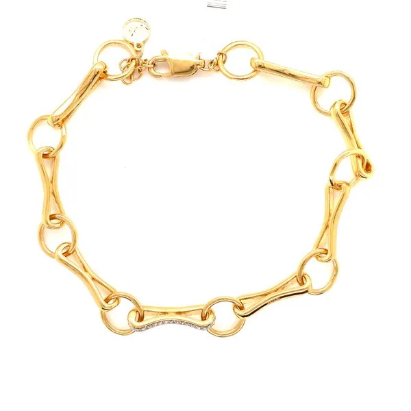 Yellow Sterling Silver Bar And Circle Link Bracelet Image 3 Venus Jewelers Somerset, NJ