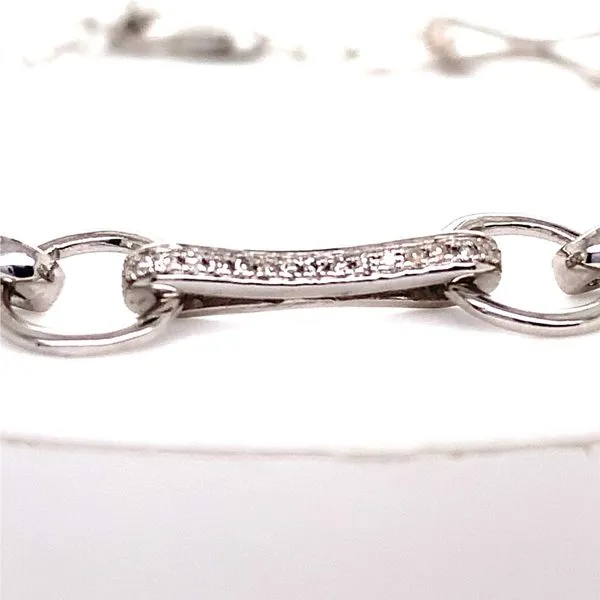 White Sterling Silver Bar And Ring Link Bracelet Image 2 Venus Jewelers Somerset, NJ
