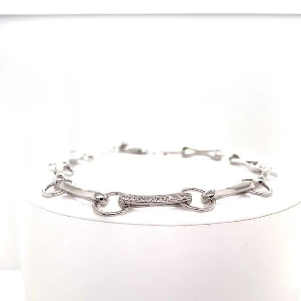White Sterling Silver Bar And Ring Link Bracelet Venus Jewelers Somerset, NJ