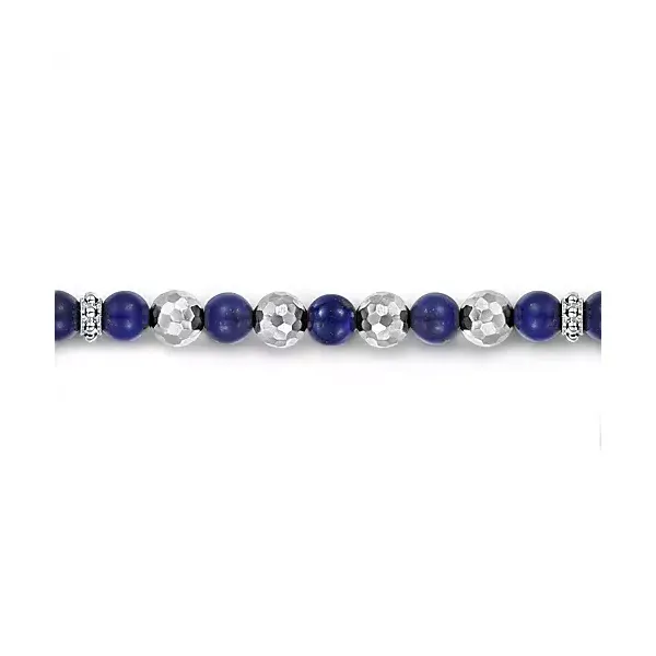 925 Sterling Silver and Lapis Beaded Bracelet Image 2 Venus Jewelers Somerset, NJ