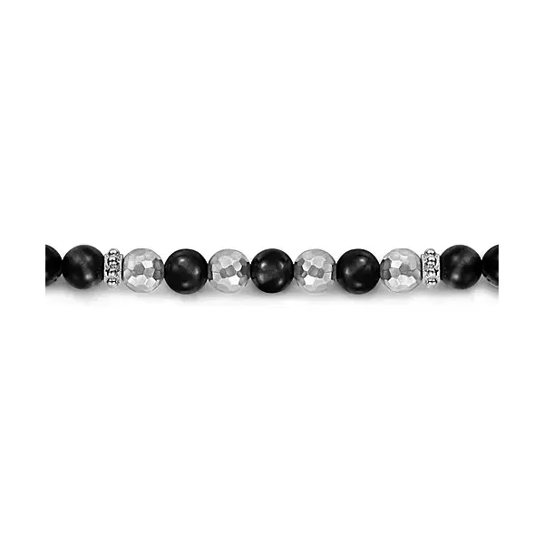 925 Sterling Silver and Onyx Beaded Bracelet Image 2 Venus Jewelers Somerset, NJ