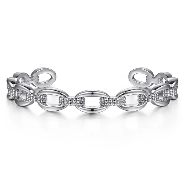 Lady's White Sterling Silver Oval Link Bujukan Cuff Bangle Bracelet Venus Jewelers Somerset, NJ