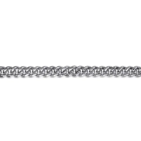 Men's White Sterling Silver Diamond-Cut Curb Bracelet - 8 Inches Image 2 Venus Jewelers Somerset, NJ