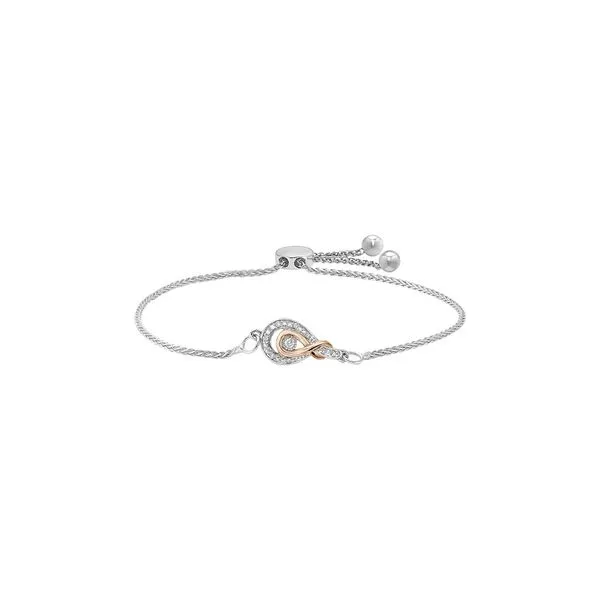 14k Rose and White Sterling Silver Droplet-Shaped Pendant Bracelet with Center Diamond Venus Jewelers Somerset, NJ