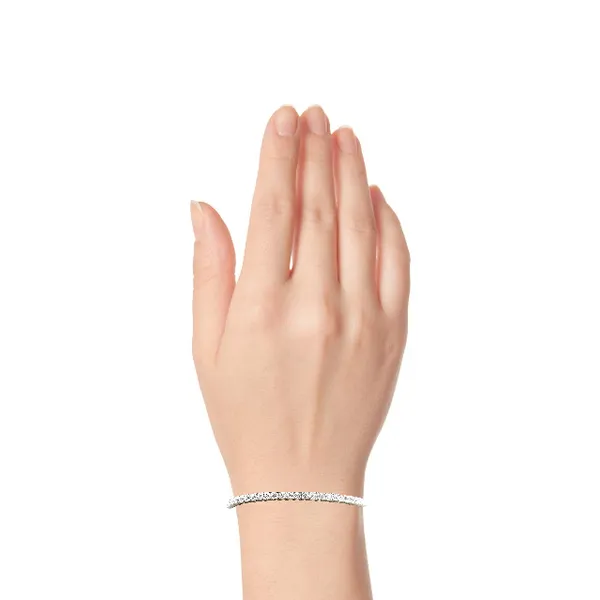 Sterling Silver Flex Tennis Bracelet with Round Cubic Zirconia – 6.8” Length Image 2 Venus Jewelers Somerset, NJ