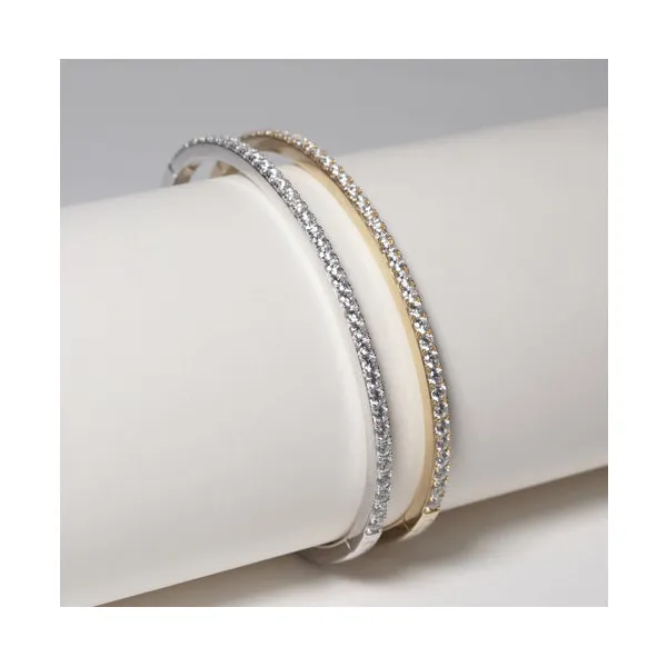 White 18K Gold Plated Sterling Silver CZ Bangle Bracelet Image 2 Venus Jewelers Somerset, NJ